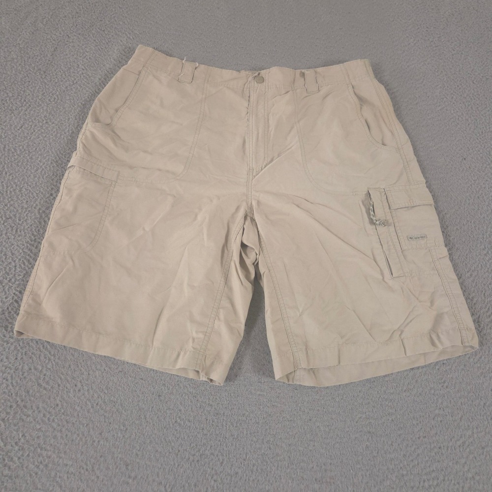 Columbia Shorts Mens 38 Tan Silver Ridge Utility Cargo Cotton Nylon Blend Pocket